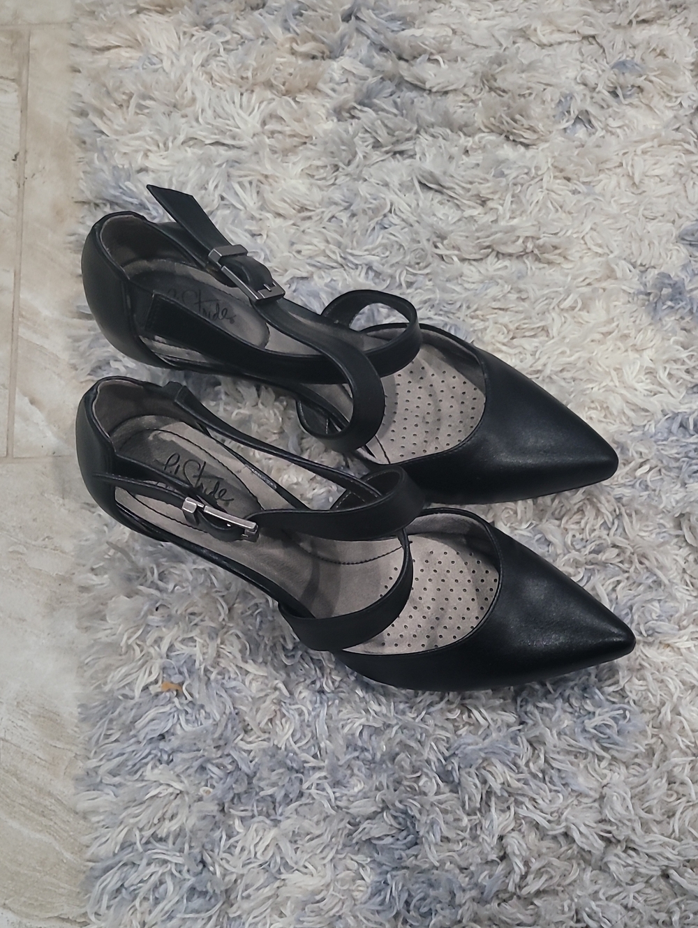 Clarks Black Pointed Toe Strappy Heels